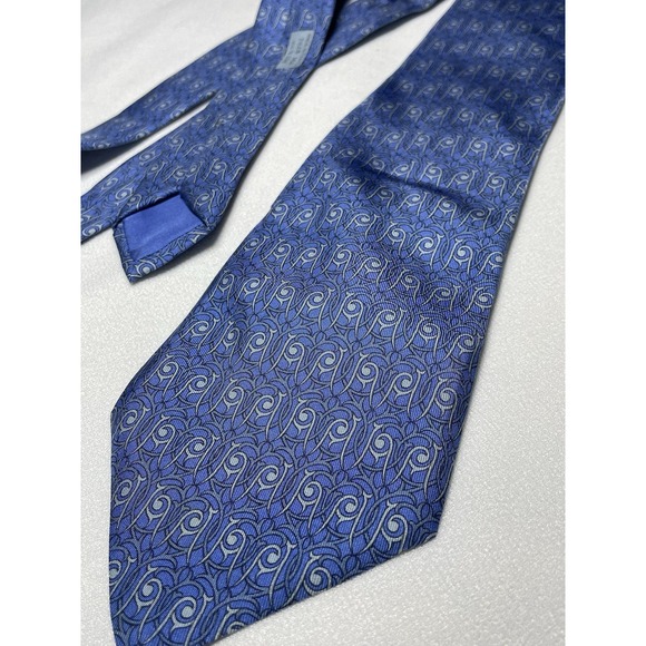 Hermes 100% Silk Tie Blue Vine 7928 MA France - Picture 1 of 7